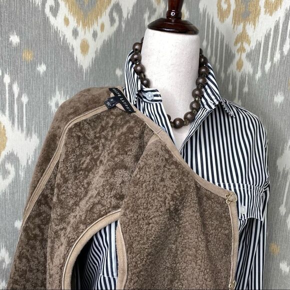 Ralph Lauren Long-Line Italian Lamb Shearling Vest - Picture 9 of 16